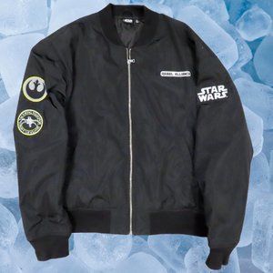 Star Wars Men's XL Rebel Alliance Flight Jacket X-Wing Bomber Patch  Black